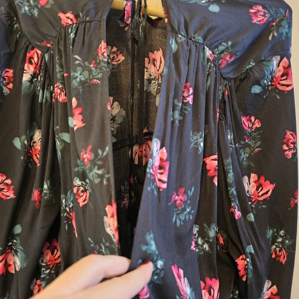 Pink/Red Floral Long Sleeved Babydoll Dress -Brand New! - Picture 9 of 15